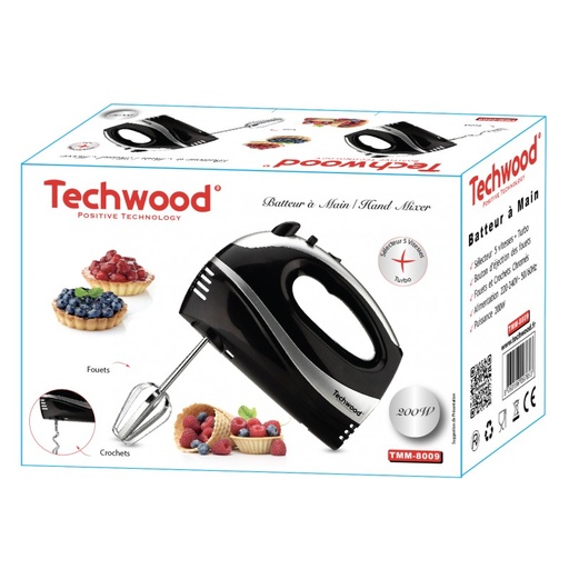 [ROBTMM8009TECH] TECHWOOD Mixeur Batteur Noir