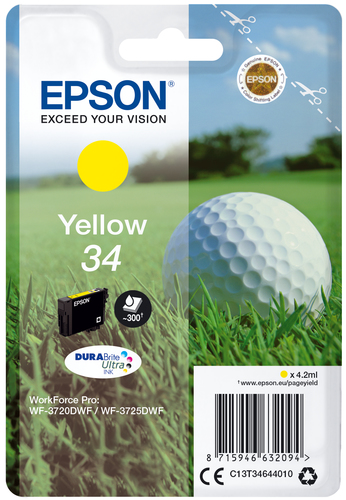 [C13T34644010] Epson Golf ball Singlepack Yellow 34 DURABrite Ultra Ink