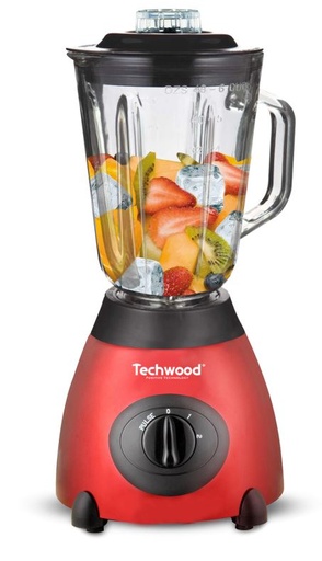 [ROBTBLI385TECH] TECHWOOD Blender inox Rouge