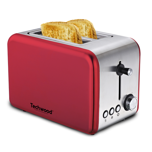 [ROBTGPI705TECH] TECHWOOD Grille Pain 2 Fentes Inox/Rouge