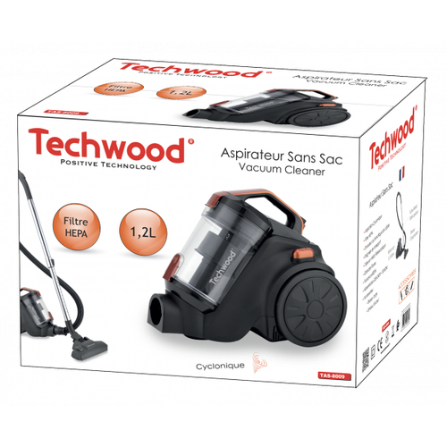 [ASPITAS8009TECH] Techwood TAS-8009 Aspirateur 1,2 L Aspirateur réservoir cylindrique Sec 800 W Sans sac
