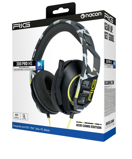 [CASQRIG300PROHSACID] NACON RIG 300 PRO HS Acid Casque Avec fil Arceau Gaming Camouflage, Jaune