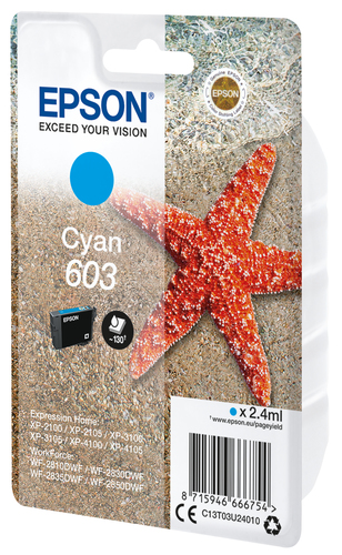 [439953] Epson ETOILE DE MER / 603 cartouche jet d'encre cyan authentique (T03U240)